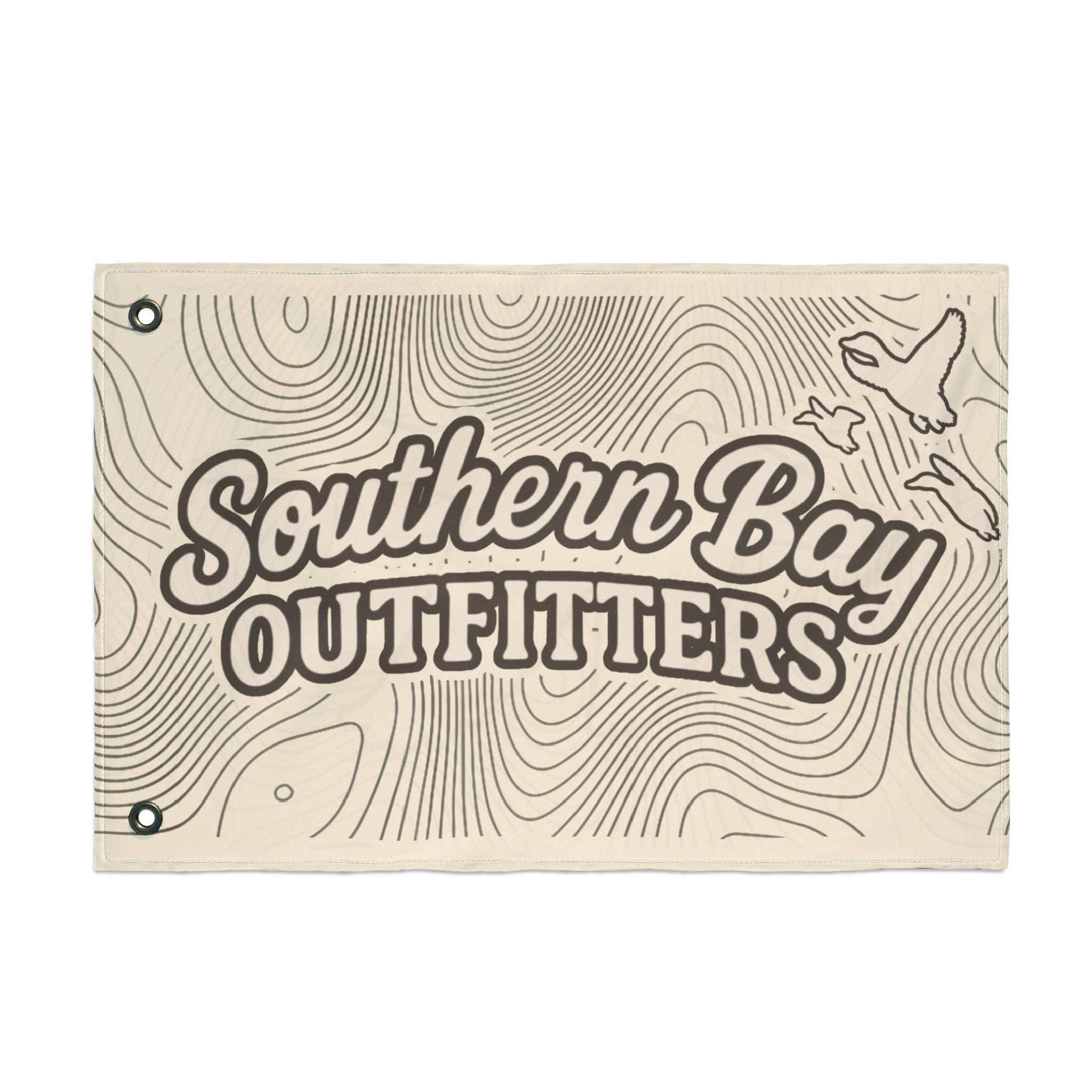 Southern Bay Outfitters Double-Sided Outdoor Flag — Goose Silhouette Topographic Design