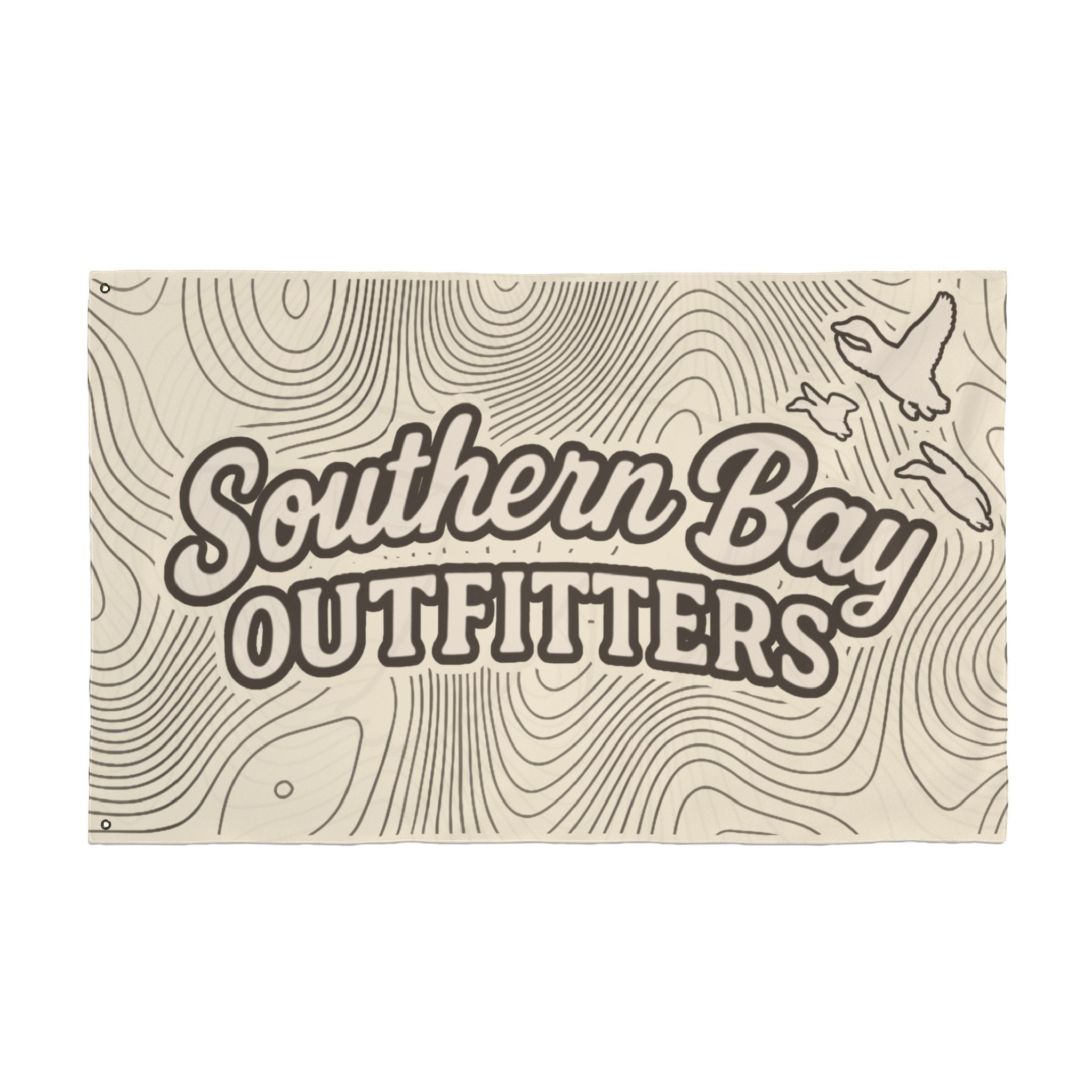 Southern Bay Outfitters Double-Sided Outdoor Flag — Goose Silhouette Topographic Design