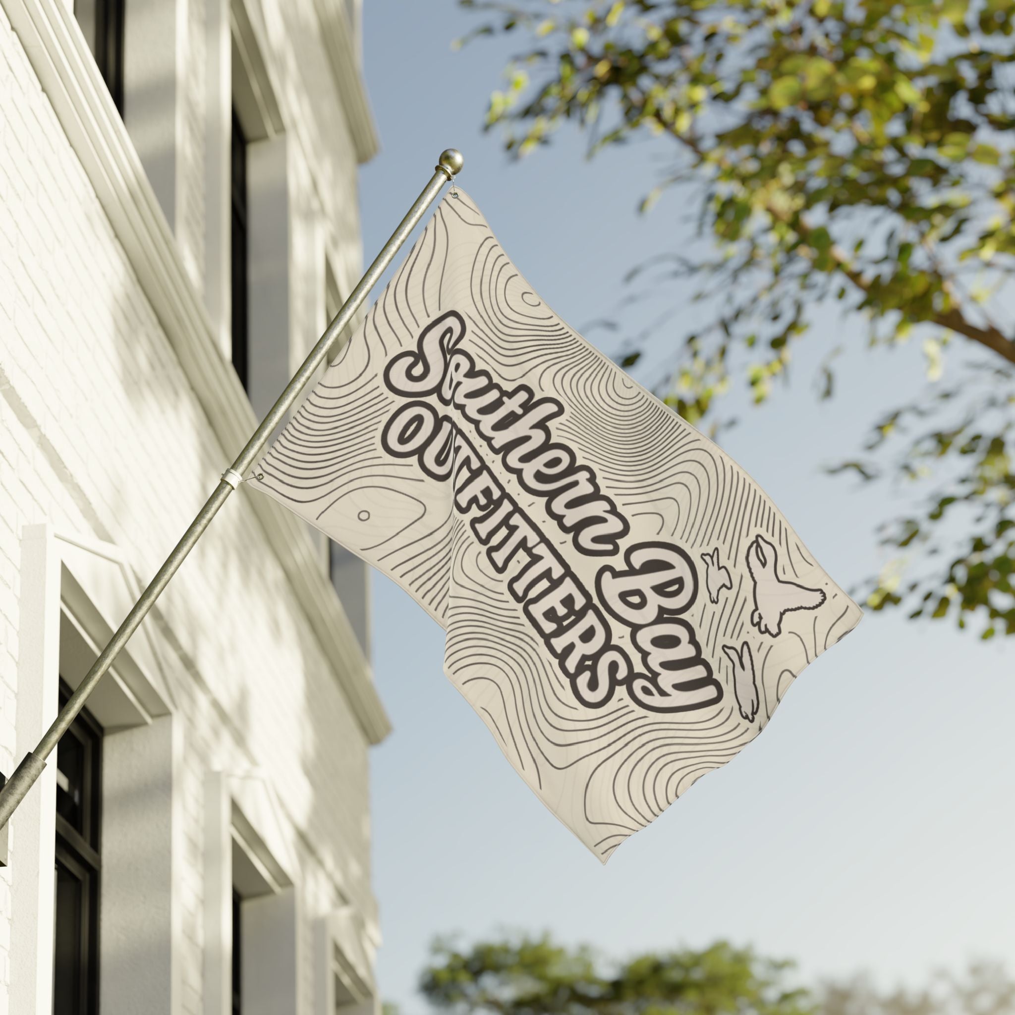 Southern Bay Outfitters Double-Sided Outdoor Flag — Goose Silhouette Topographic Design