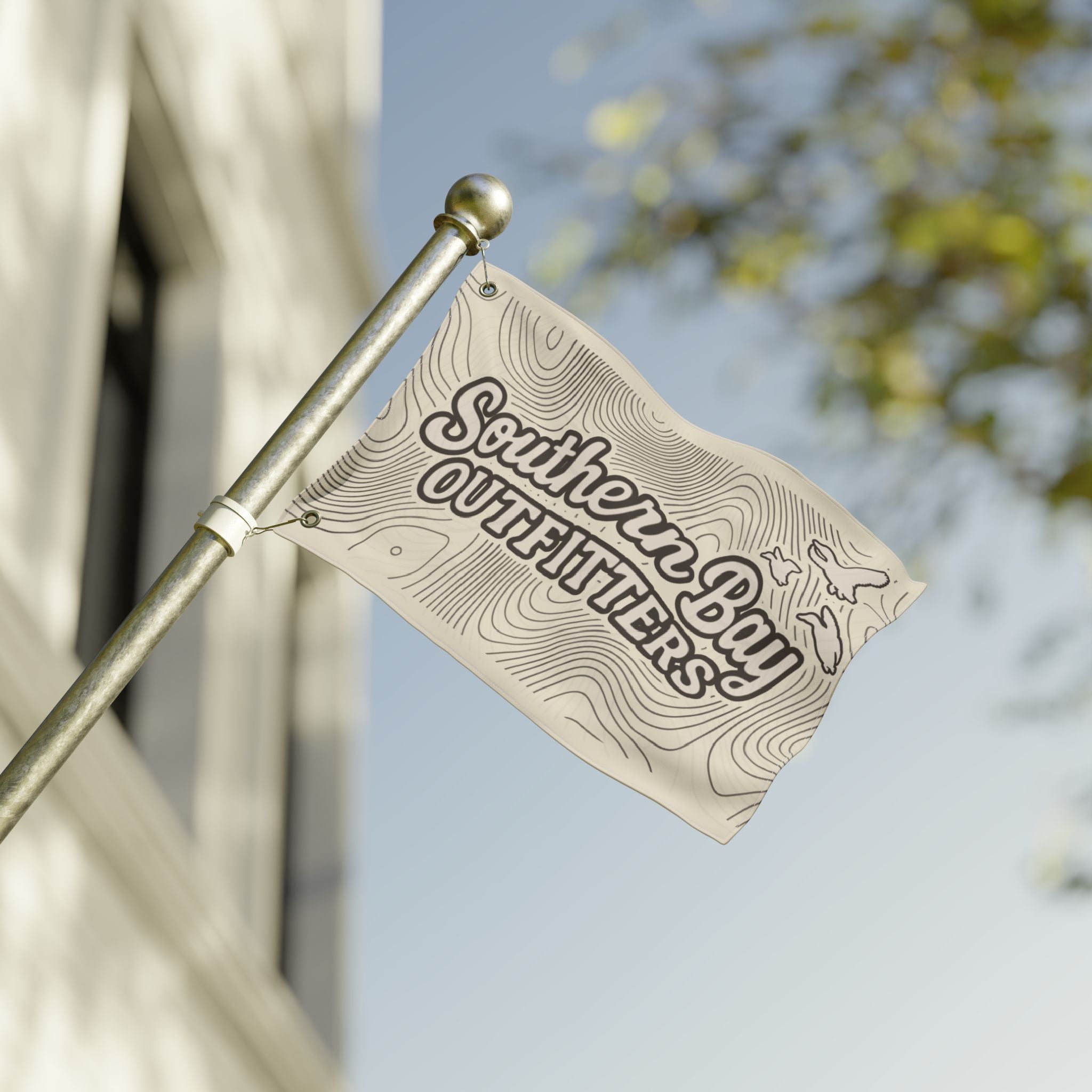 Southern Bay Outfitters Double-Sided Outdoor Flag — Goose Silhouette Topographic Design