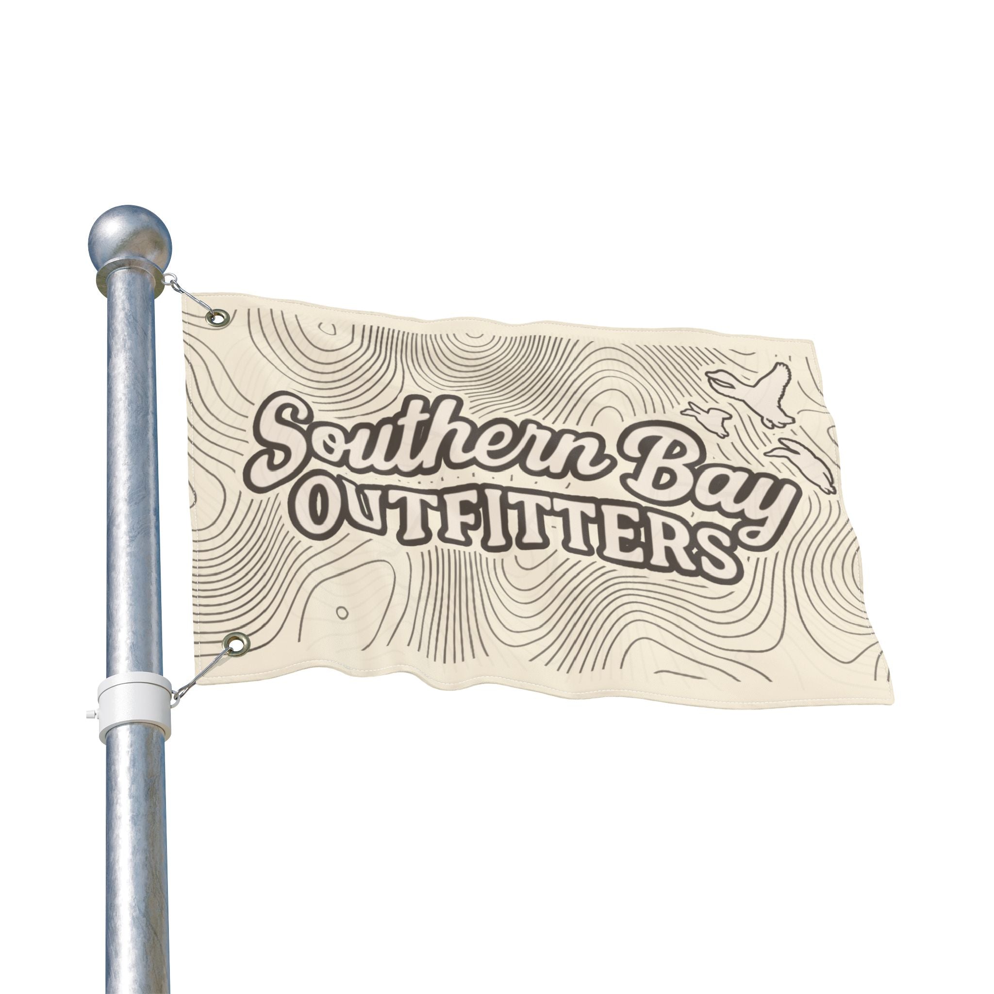Southern Bay Outfitters Double-Sided Outdoor Flag — Goose Silhouette Topographic Design